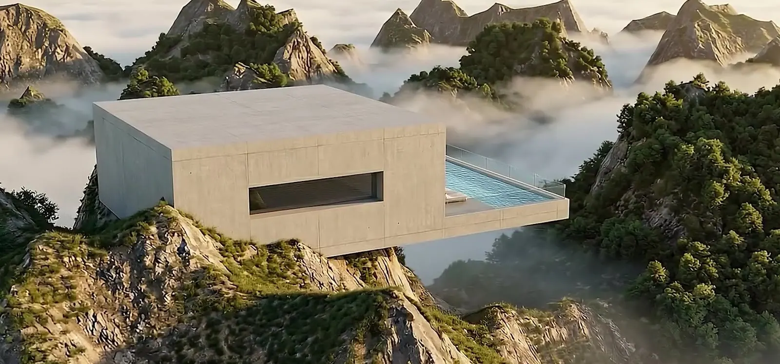The concrete house above the clouds