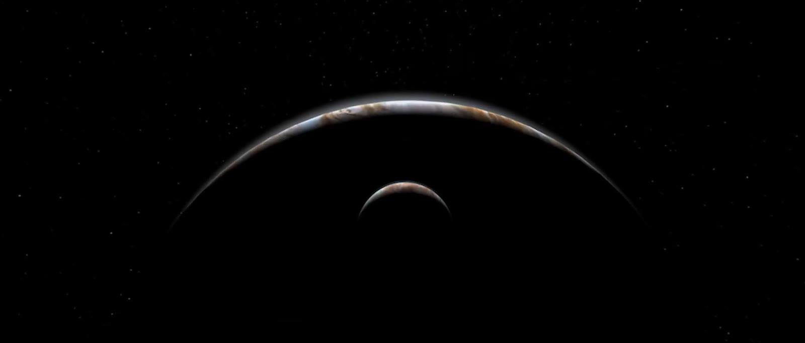 Croissant de lumière sur une planète