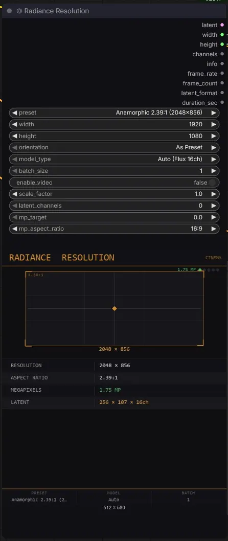 Radiance Resolution node: anamorphic format