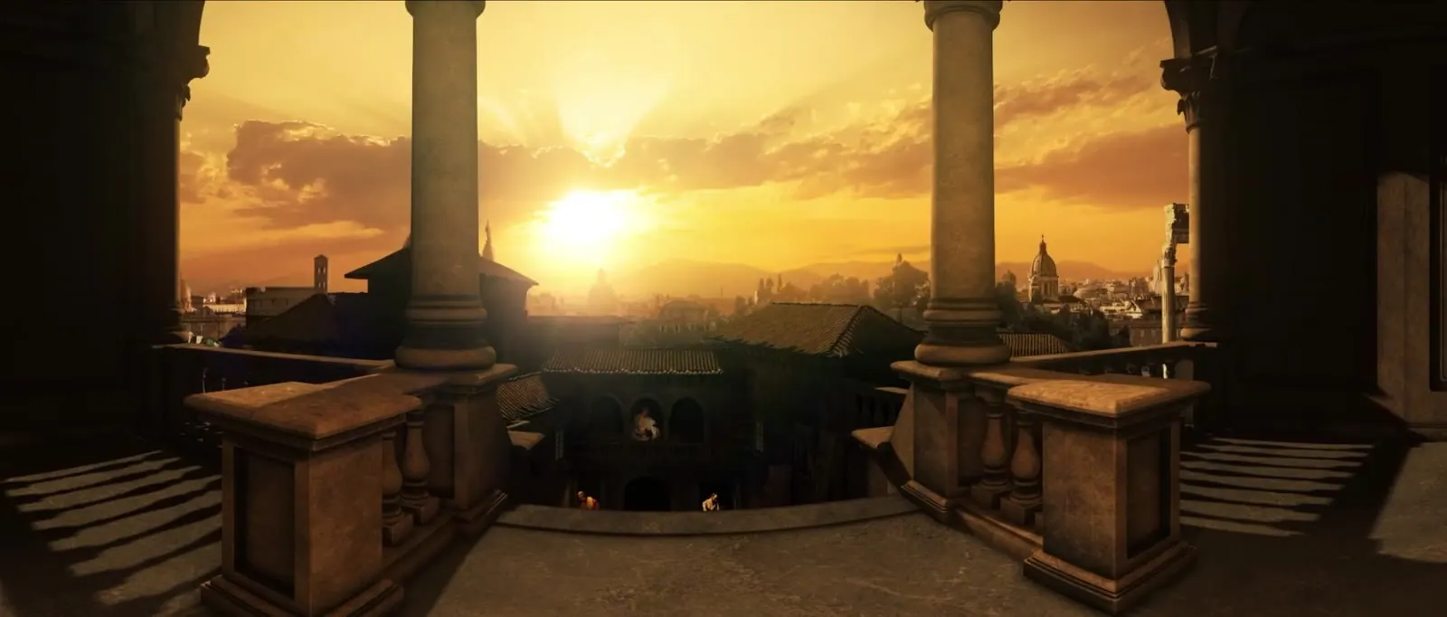 Palace terrace at sunset