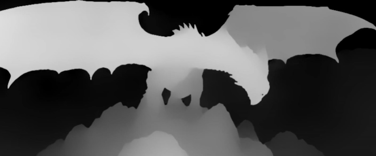 Depth map du dragon, en niveaux de gris