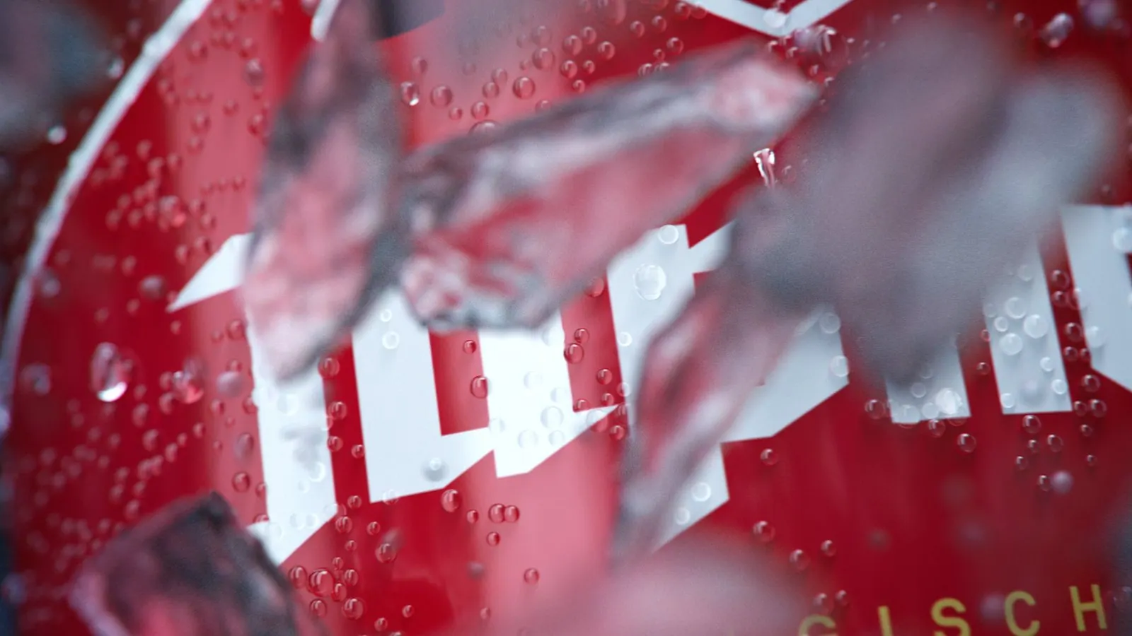 Close-up on the logo under the splashes