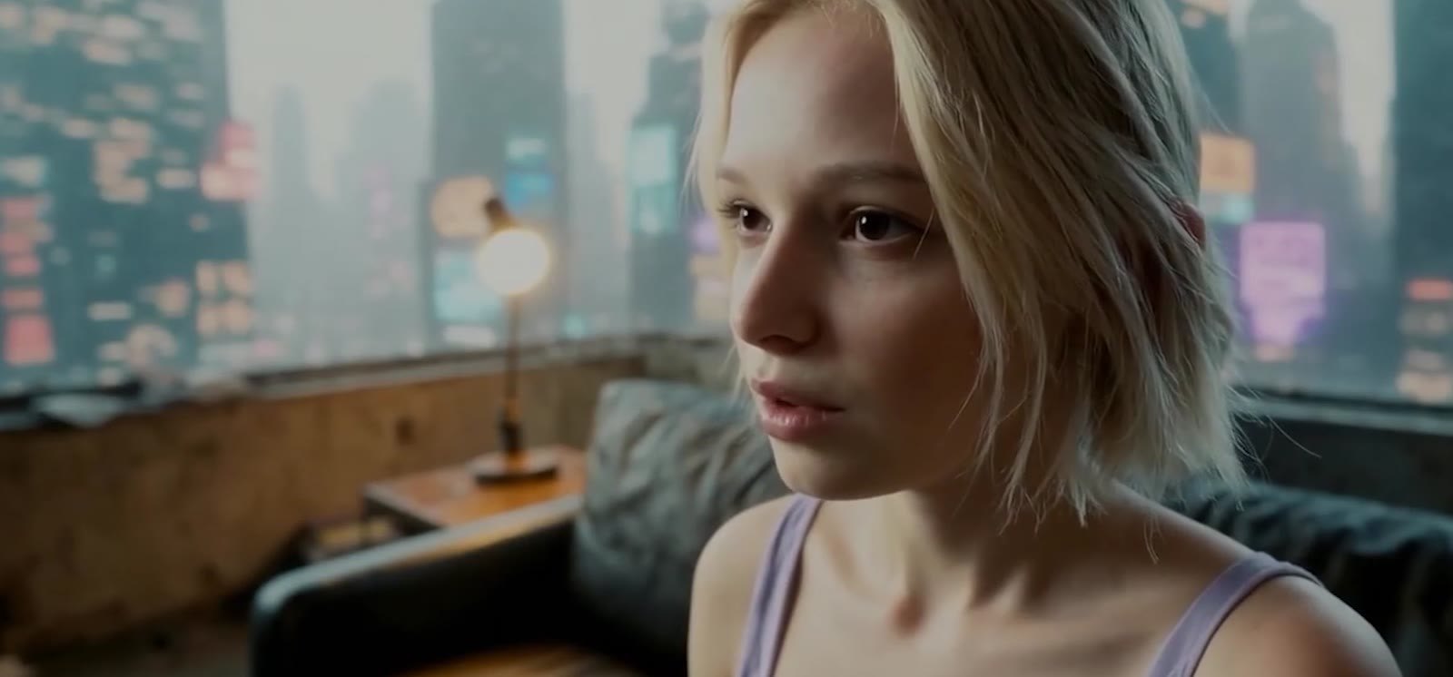 Portrait d’une jeune femme blonde dans un intérieur
